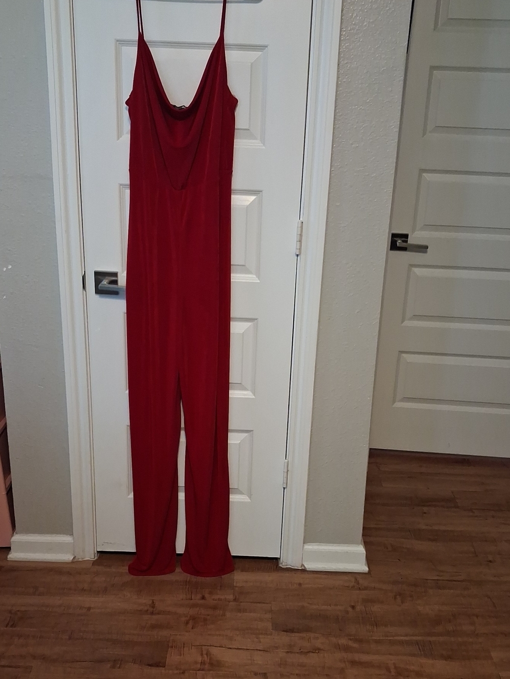 Fashion Nova Red Cowl-Neck Sleeveless Jumpsuit